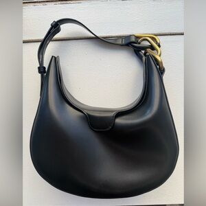 Charles & Keith Kora Metallic-Accent Moon Bag - Black